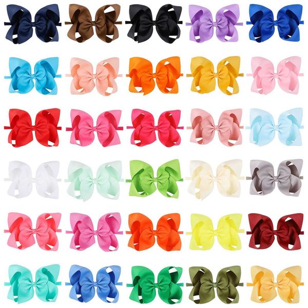 

40 color thread children's hair band warped flower bow headband baby hair accessories 2520, Slivery;white