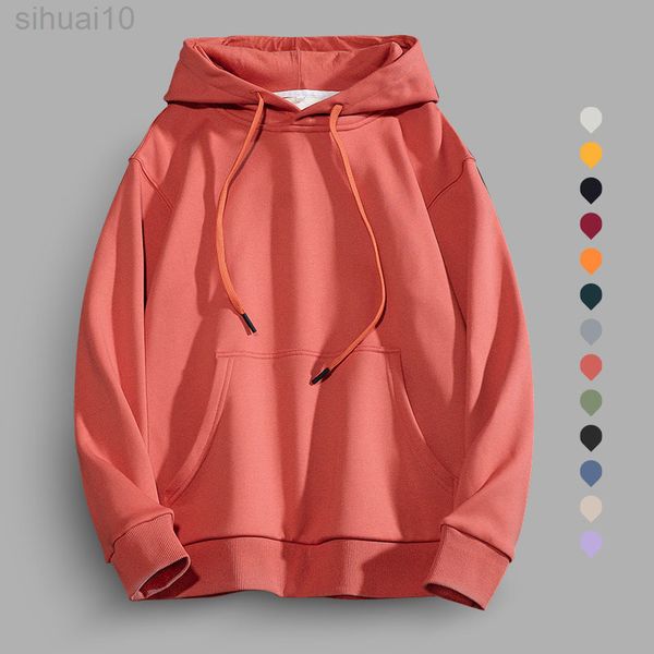 

2022 nieuwe hoodies sportkleding mannen vrouwen katoen 360g dikke fleece oversized sweatshirts effen kleur dropped schouder hooded uitloper, Black