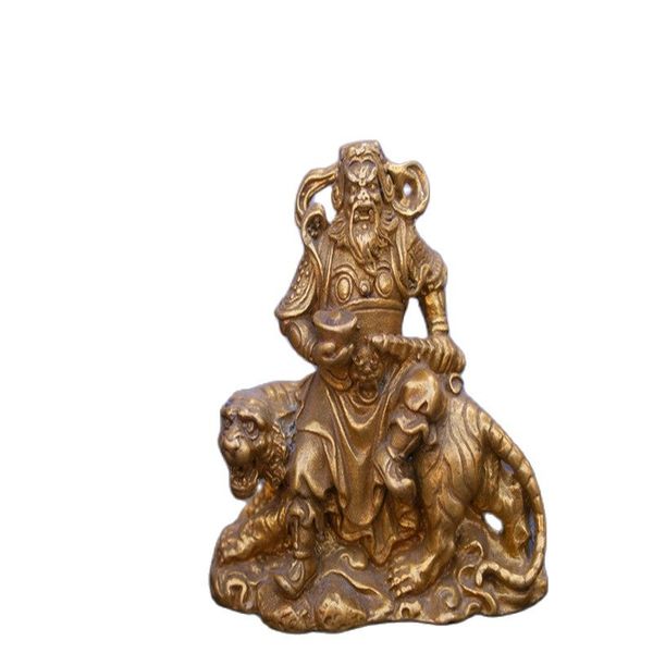 

china brass statue tiger riding god of wealth fengshui copper statue, Black