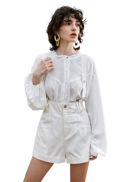 

roll hem suspender romper without blouse 79jy#, Black;white