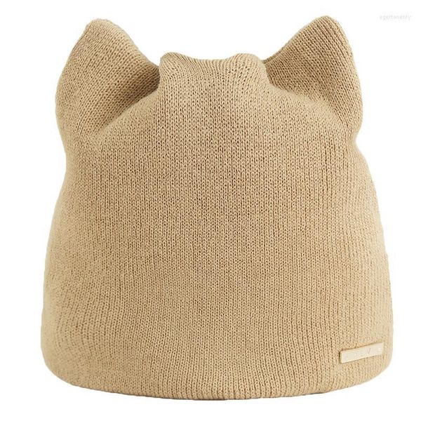 Chegada mulher menina menino chapéu de inverno chapéu de gorro quente e elasticidade de crochê de malha chapéus de orelha casual skullies betão bonet/tampas de crânio eger2