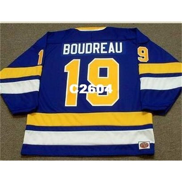 Chen37 Erkekler #19 Bruce Boudreau Minnesota Saints Fights 1975 WHA RETRO HOME HOCKEY JERSEY VEYA özel herhangi bir isim veya numara Retro Jersey