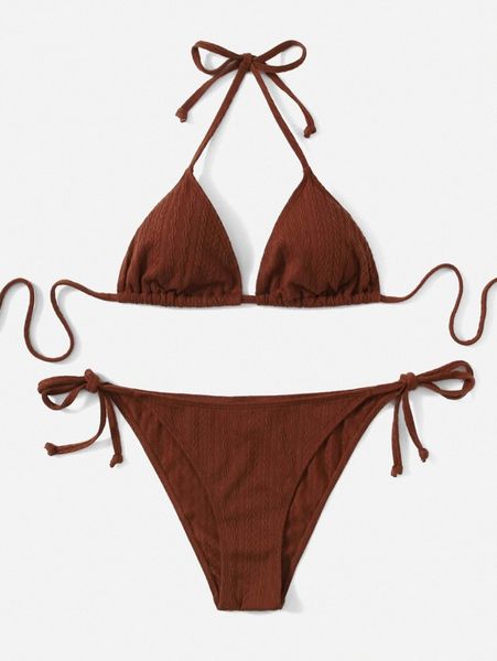 

tie side triangle bikini swimsuit 18my#, White;black