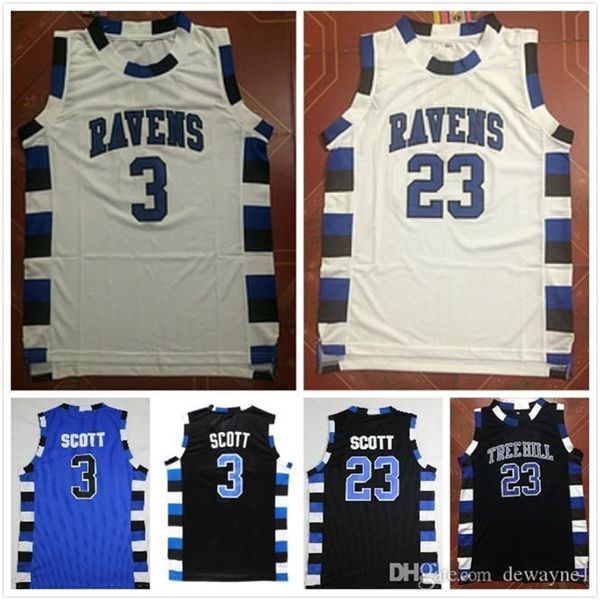 Nikivip University NCAA One Tree Hill Ravens Maglia da basket Brother Movie 3 Lucas Scott 23 Nathan Scott Nero Bianco Blu drop shipping