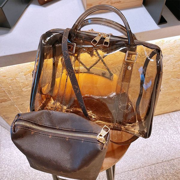 

designer bags transparent jelly tote women handbags puses one shoulder messenger large shopping bag 2pcs set pvc 10 styles 41cm