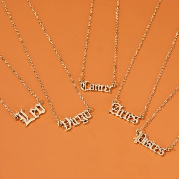 

the twelve signs of the zodiac collarbone chain short necklace, Silver