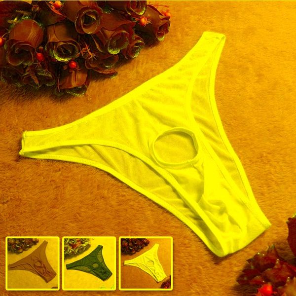 Unterhosen Mans Penis Hole Thongs Male Sexy Erotische Dessous Transparente Slips Herren Sheer Mesh Unterwäsche Man's Atmungsaktive GayUnderpants