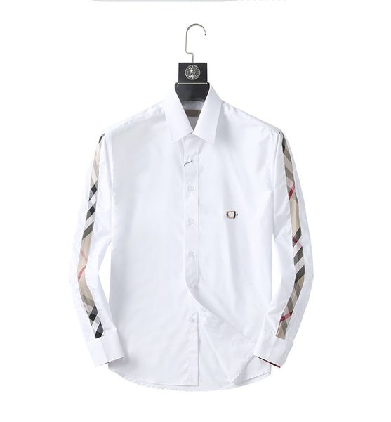 

luxurys designers mens dress shirt man bberry wear fashion society black men solid color business casual mens long sleeve -3xl#02, White;black
