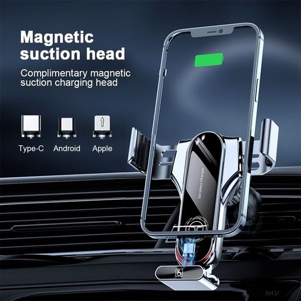 Automatisches 15W magnetisches kabelloses Ladegerät Autohalterung Lüftungsschlitz Telefonhalter Intelligentes Infrarot-Schnellladegerät für iPhone 13 12 11 Pro Max Sansung Xiaomi