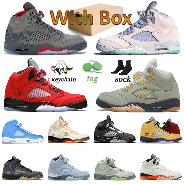

5 5s designer basketball shoes jumpman us 13 jade horizon racer blue oreo muslin sneakers camo easter blue bird concord unc raging men train, Black