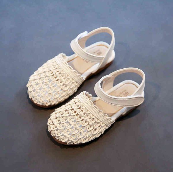 

summer kids girls sandals soft-soled little girl princess shoes children hollow woven baby sandals casual soft g220418, Black;red
