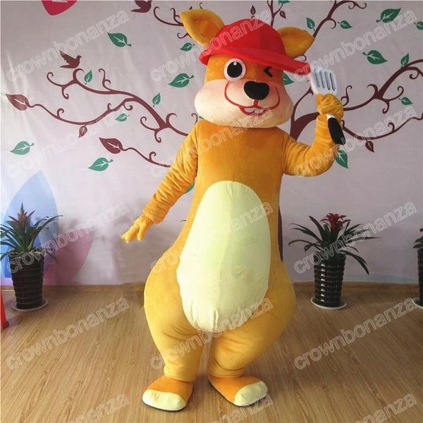

halloween cute kangaroo mascot costumes cartoon character outfit suit xmas outdoor party outfit size promotional advertising clothings, Red;yellow
