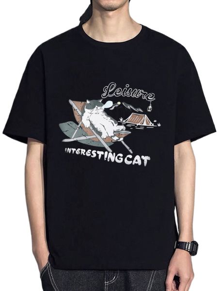 

men letter & cartoon graphic tee 472u#, White;black