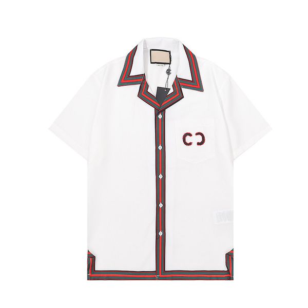 

2022 men designer blouses casual shirts fashion letter g print slik bowling shirt mens plus size dress shirts summer short sleeve tshirt tee, White;black