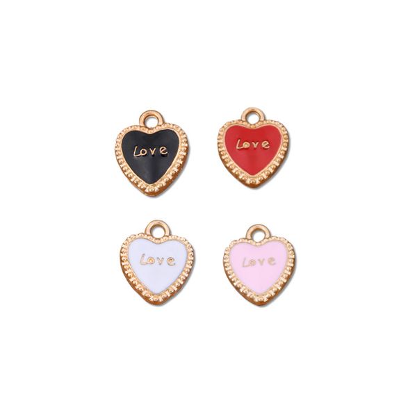 

50pcs 4 colors heart charms diy jewelry making pendant charm for bracelet pendants necklace earrings pendant keyring, Bronze;silver