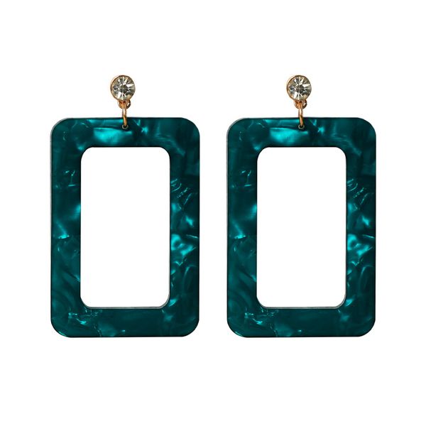 

charm wind restoring ancient ways square 925 silver earrings female green contracted fashion style with diamond pendant jewelry, Golden