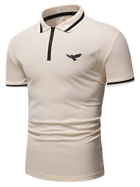 

men animal print stripe trim polo shirt i3sl#, White;black