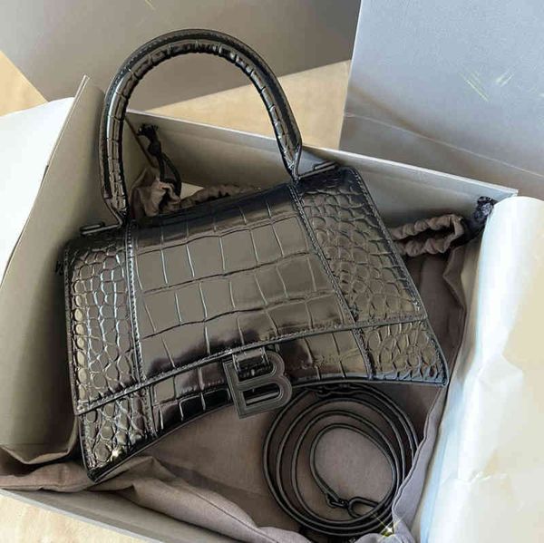 

handbag classic bbalencaigas bags bag star same female 2022 hourglass b family crocodile character leather