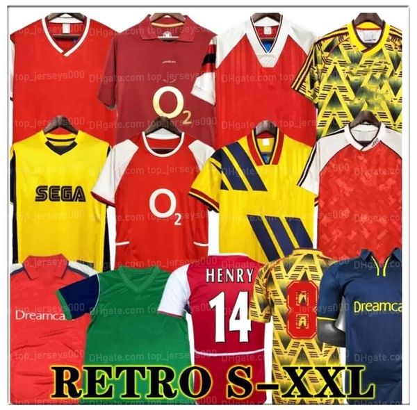 

henry retro soccer jerseys 98 99 95 91 83 86 reyes classic vintage wright v. persie fabregas arsen ljungberg vieira bergkamp football custom, Black;yellow