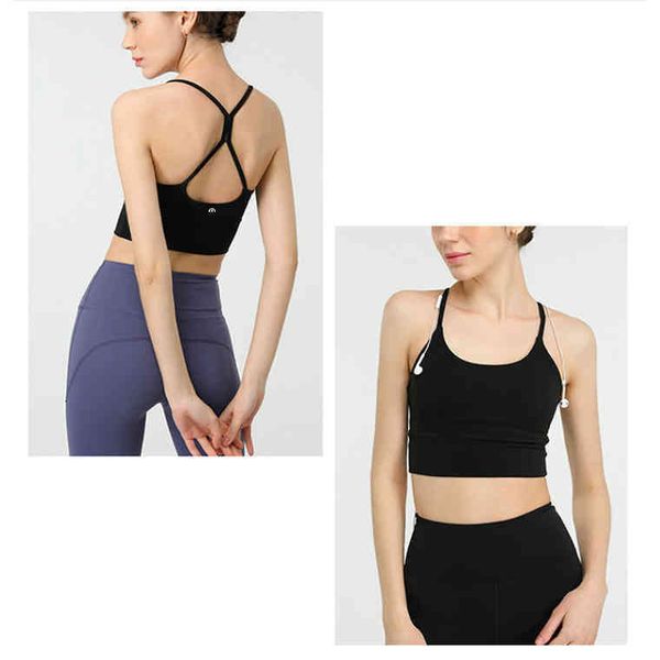 

lulu lu-017 bras brand yoga suit female beautiful back running vest shockproof gathering quick drying bra n8vh, Red;black