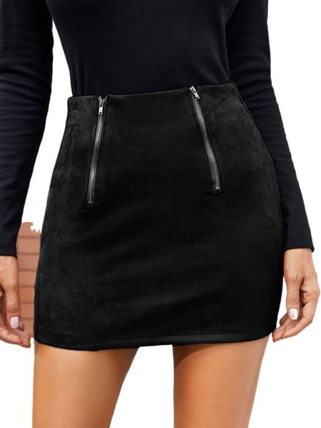 

double zip bodycon skirt p2gn#, Black