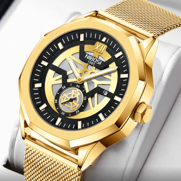 

nibosi fashion business mens watches luxury brand quartz watch men stainless steel waterproof wristwatch relogio masculino, Silver