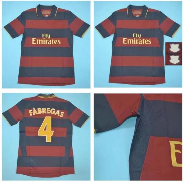 

2007 2008 retro soccer jersey 07 08 classic football shirt vintage v.persie rosicky fabregas adebayor henry rosicky bendtner quality, Black;yellow