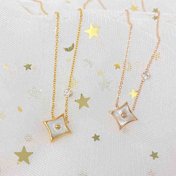 

first choice for party gifts necklace jewelry diamond-shaped mother-of-pearl women's simple fashion personality, Silver