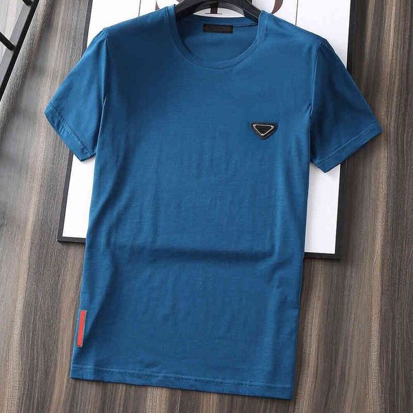 

mens luxury t shirts pure cotton tees metal triangle pattern brand p short sleeve women t-shirt fashion designers tshirts size m-4xl o5c8, White;black