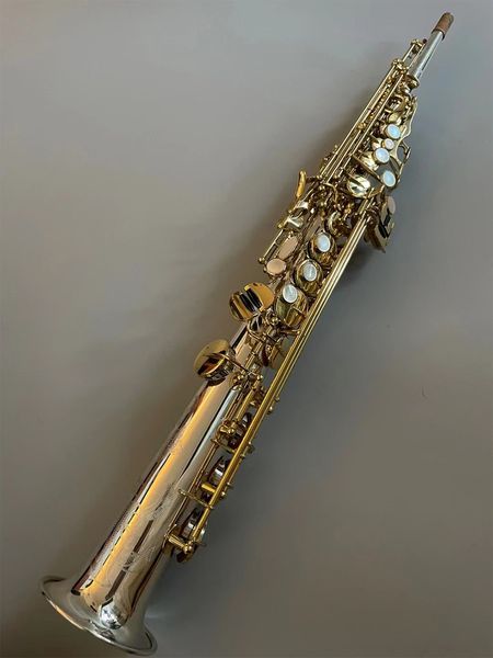 Originale S-9937 struttura one-to-one Bb sassofono acuto professionale pulsante tutto argento placcato oro SAX suono di alta qualità