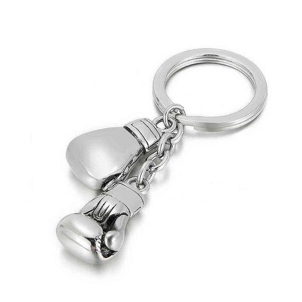

fashion keychain boxing gloves pendant boxer movement keychains diy fighting jewelry men's car keyring souvenir gift aa220318, Silver
