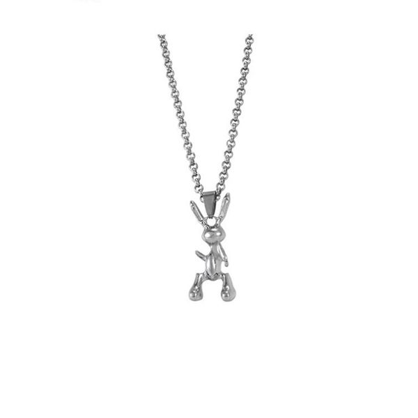 

easter bunny necklace personality cool girl dark wind street ins hip-hop dance couple pendant sweater chain, Silver