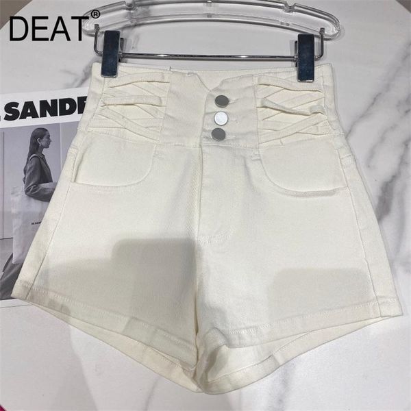 

deat summer spring arrivals white solid color nuture waist bandage temperament fashion slim denim shorts mz603 210709, White;black