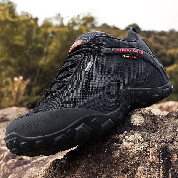 

men hiking shoes low cut boots outdoor sneakers athletic trekking breathable climbing 220811, Black