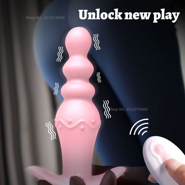 Anal Perlen Butt Plug Vibrator Prostata Massage 10 Modus Fernbedienung Wasserdicht Anus Silikon Stimulator sexy Spielzeug Für Männer Frauen