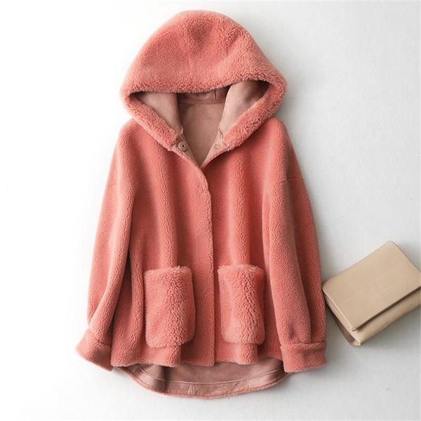 

sheep shearing coat with big hat women real sheep wool jacket wool coat size is big 201214, Black