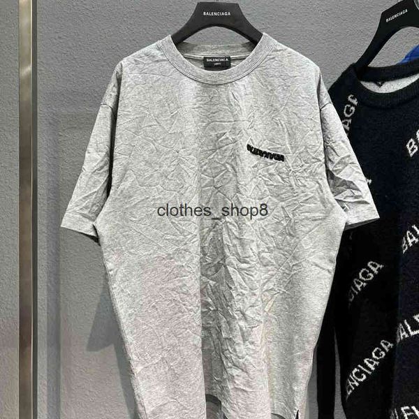 

designer t shirt balencaga summer hoodies anti split t paris english letter loose men's and women's flower grey, White;black