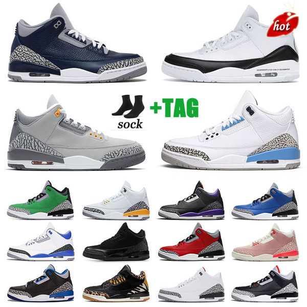 

2022 jumpman 3 3s 3m reflective basketball shoes men trainers varsity royal women georgetown fragment authentic sports sneakers cour purple
