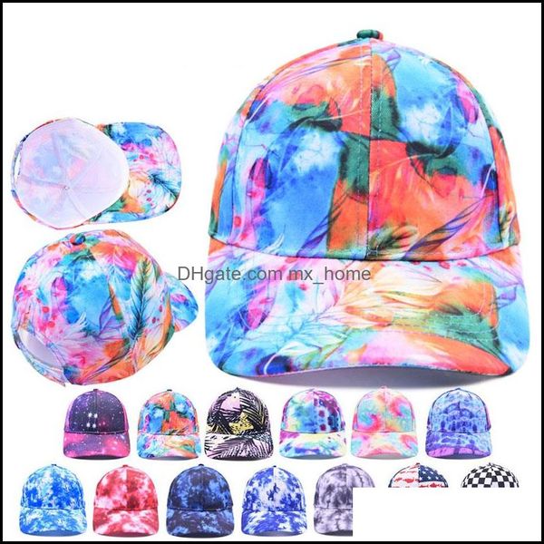 Caps Hats Acessórios Baby Kids Maternity Tie Tye Graffiti Print Fashion Hip Hop Summer Spring Autumn Dharg