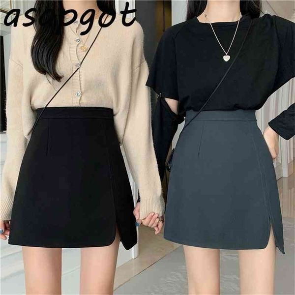 

fall winter slim a line new wrap hip plus size black high waist irregular woolen skirt vintage fashion mujer faldas wild chic 210331