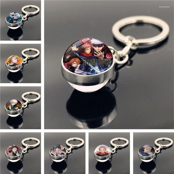 КЛАЧИНЫ JUJUTSU KAISEN ANIME фигура Gojo Satoru Fushiguro Megumi Cosplay Glass Ball Cake Chain для женщин для женщин Keyringkeychains fier2