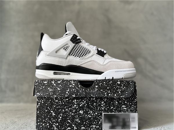 

shoes womens jumpman 4 retro military black sneakers men women basketball shoe white/black-neutral grey outdoor wear size