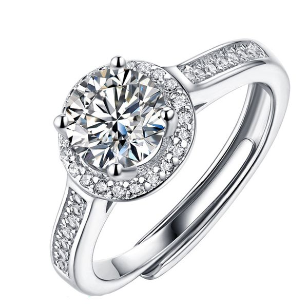 

sparkling 1/2/3 carats real moissanite wedding rings for women 18k white gold color 100% 925 sterling silver fine jewelry gift, Slivery;golden