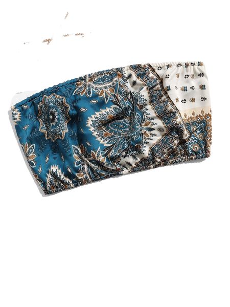 

paisley print satin tube 92fw#, White