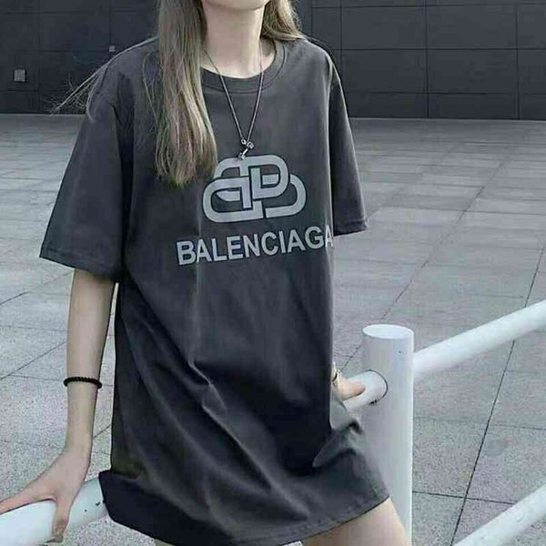 

2022 designer bal t shirt vintage wash lock printed wash loose short sleeve t-shirt wn32, White;black