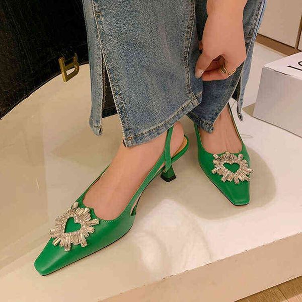 Sandals Women Shoes New Green Nice Athestone назад пустые высокие каблуки тапочки весна и лето 220704