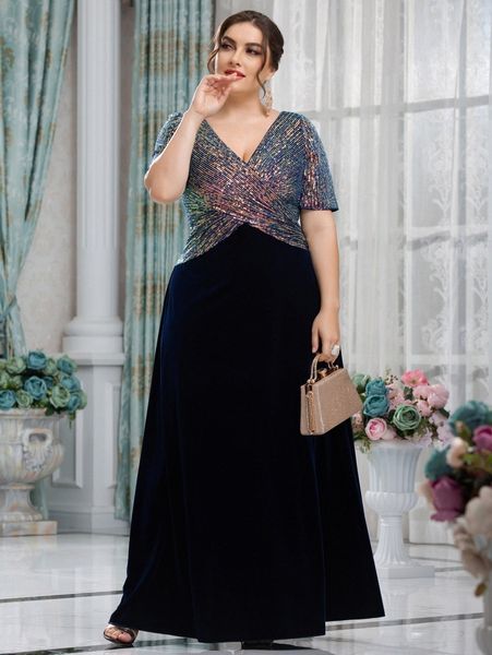 

plus contrast sequin velvet maxi dress m0eu#, Black