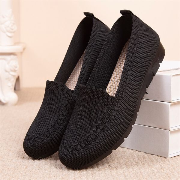 

mesh breathable sneaker breathable light slip on flat casual shoes ladies loafers socks shoe zapatillas mujer 220714, Black;brown