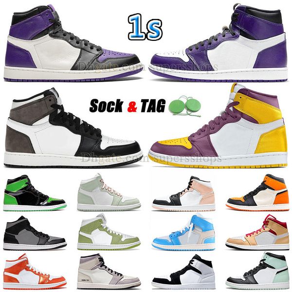 

court purple 1s mid arctic orange baseketball shoes mens womens high 85 georgetown cactus jack rebellionaire bred black sliver toe sneakers