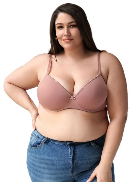 

plus bow detail push up bra 680r#, Black;white
